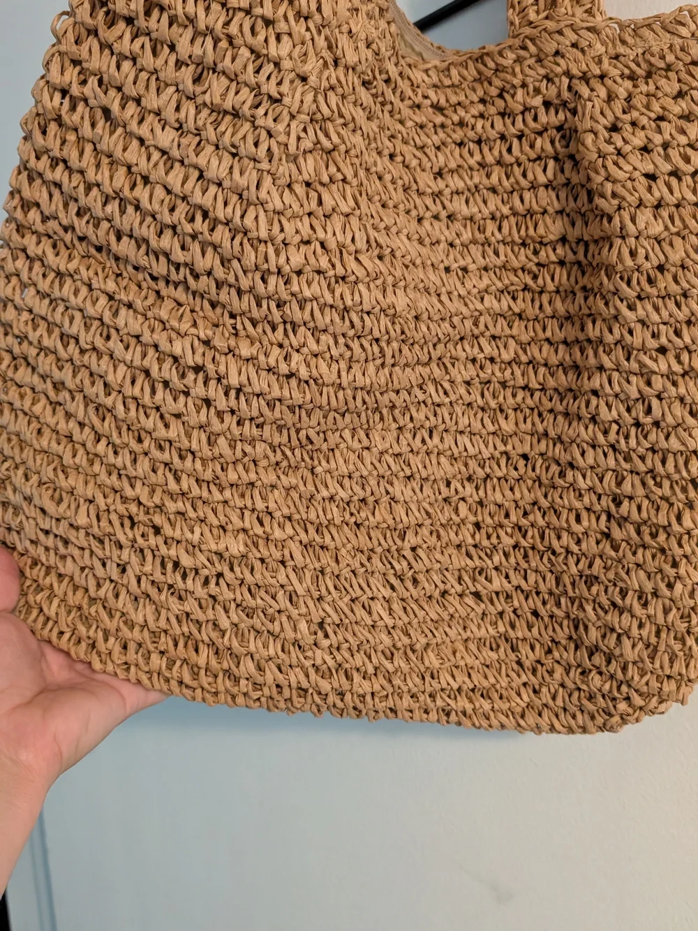 Cappelli Straworld Tan Woven Shoulder Bag with Floral Accent